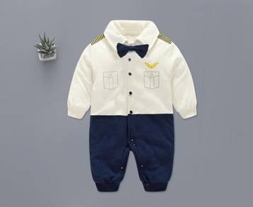 Cute Baby Mr Pilot Romper Long Sleeves