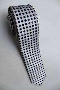SLIM Circle Round Shape Black White Neck Tie