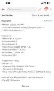 alternator original exora cps brand APM