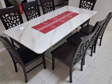Modern 8 seater dining table set-white marble 