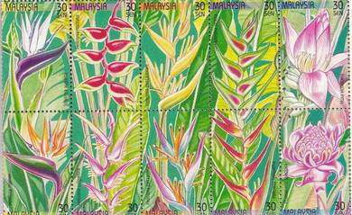 Mint Stamp Heliconia Clean Malaysia 1999