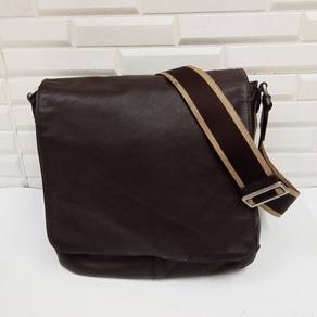COACH Heritage Web Brown Leather Map Bag