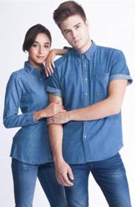 Denim Short Sleeves Men Cutting (Jeans Material)