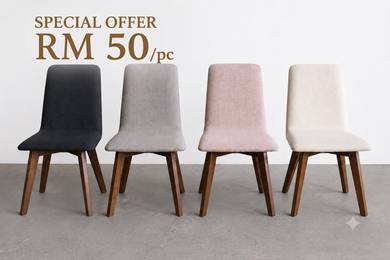 kerusi material fabric + kaki kayu solid