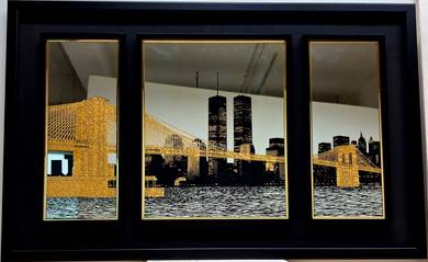 Brooklyn Bridge NYC Skyline Etched Mirror Trio
