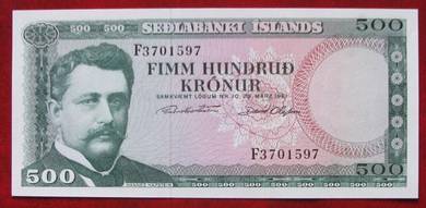 Iceland 500 kronur (1961) - Pick P45a   AU