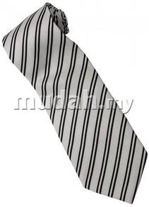 EB16 Black White Quality Striped Formal Neck Tie