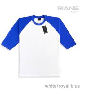T-shirt raglan white - royal blue