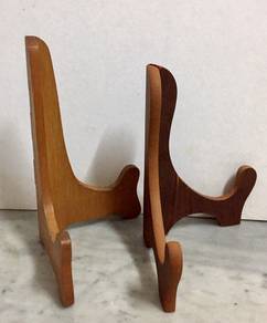Vintage Brown Wood Picture Display Holders - PAIR
