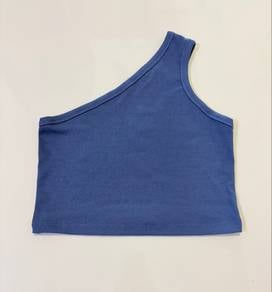 Royal blue one shoulder crop top