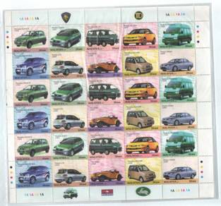 Mint Stamp Sheet Malaysia Made Vehicles 2001