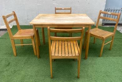 YF09D Meja Makan Kayu 3.5 Feet Set Wooden Dining