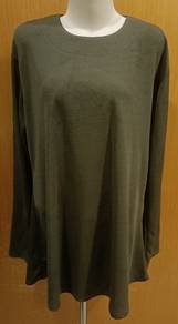 Olive Green Long Sleeve Round Neck Blouse
