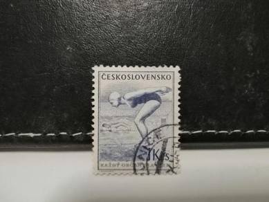 1954 Czechoslovakia Stamp Swimming Sport