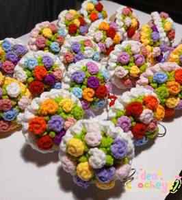 Handmade Mini Rose Bouquet Keychains Crochet