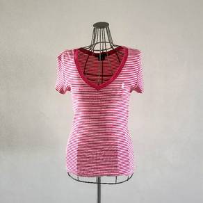 Ralph Lauren Sport Women's V-neck Pink and White T