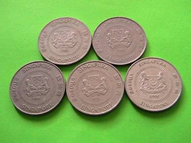 Set 5 koin 50 sen Singapura