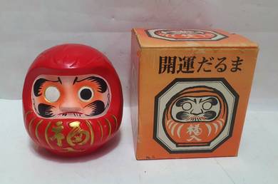 Japanese Pottery DARUMA Piggy Bank Doll Vintage