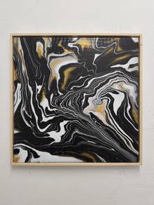 Gold Abstract Painting with Frame 