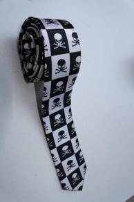 SLIM Pirates Jolly Roger Skull BOX Neck Tie