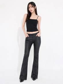 Made in Italy Y2K Black Leather Bootcut Pants