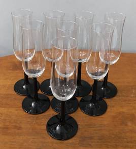 Black stem wine flutes glass 8