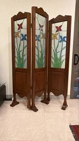 Wooden with glass panel wall divider