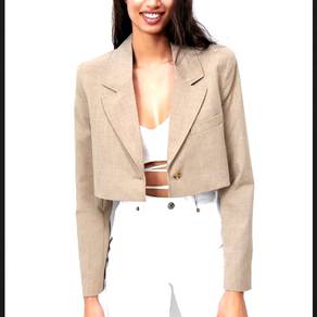Zara Linen Blend Cropped Blazer