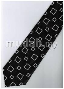 EB9 Black White Box Striped Formal Neck Tie