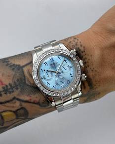 Custom Seiko Mod 39.5mm Ice blue Arabic Silver