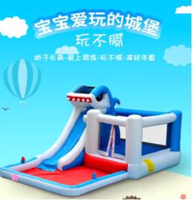 Kids Waterslide Bouncy Shark Mainan Budak Lompat