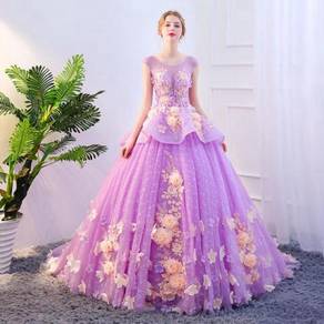 Purple flower wedding evening gown RB1110