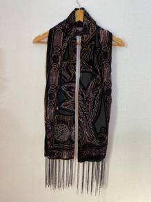 Vintage Paisley Velvet Fringe Scarf