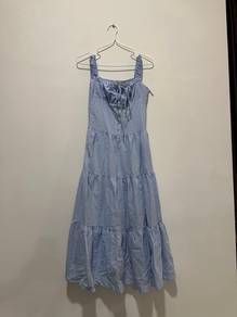Korean style long maxi dress checkered design