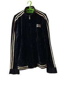 766.burberry brown velour track jacket black label
