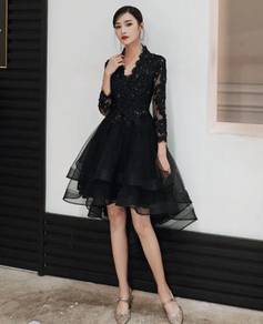 Black long sleeve wedding prom dress gown RBP1526