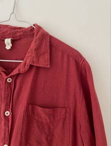 3/4 Red Linen Shirt