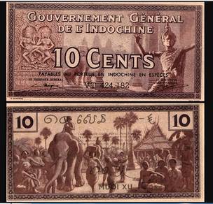 French Indochina 10 cents (1939) P85e  ef