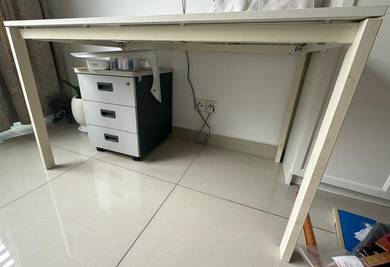 White office table with small drawer