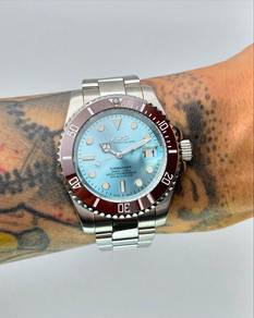 Custom Seiko Mod 40mm Platinum Ice Blue Brown