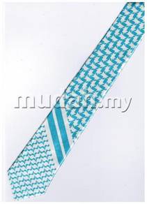 Sky Blue White Striped Formal Korean Slim Neck Tie