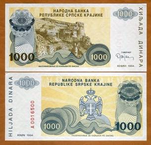 Croatia set of 3 Dinara banknotes 1994