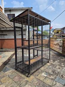 Large Metal Pet Cage with Wheels and Shelves