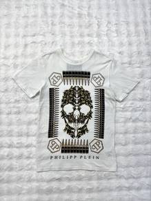Authentic Philip Plein White Graphic Skull