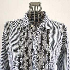 Ralph Lauren Navy White Striped Riffle Button Down