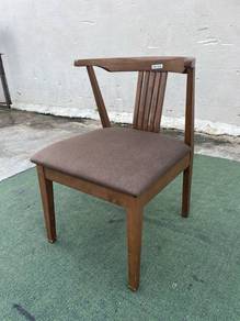 YD49G Kerusi Kayu Wooden Bucket Chair Fabric Brown