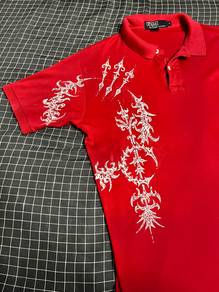 1 of 1 hand painted red polo shirt