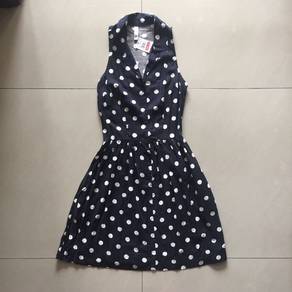 Black Polka Dot Sleeveless Dress