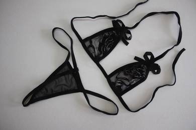 L1664-2 Sheer Floral Micro Bra Set Bikini Lingerie