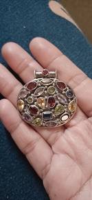 Sterling Silver Multi Gemstone Cluster Pendant